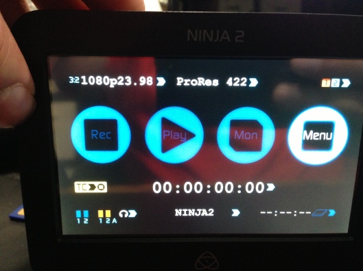 The Ninja 2's options menu when set to 1080p23.98 and the D800 as an input.
