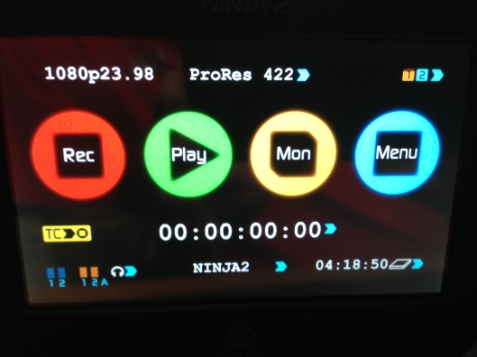 The Ninja 2 menu ready to record the D800 in 1080p