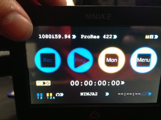 The Ninja 2's screen when set to 1080i for the Nikon D800